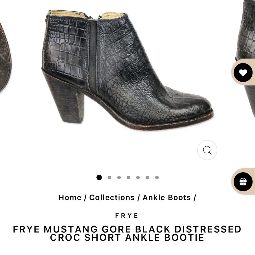 Frye Black Croc-Embossed Ankle Boots